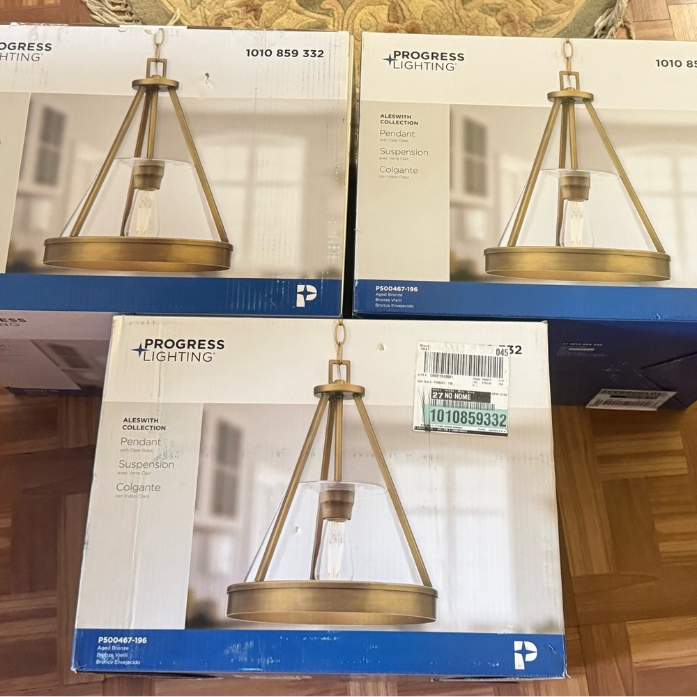 New: Progress Lightening: Aleswith Collection 60-Watt 12in Aged Bronze Pendent